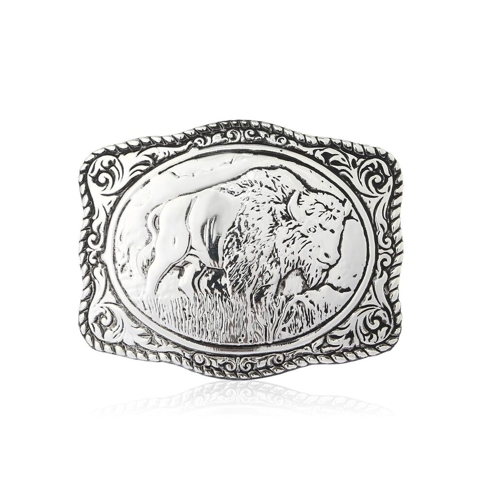 6258 Vintage Belt Buckle Brass embossed Buffalo Belt Buckle Southwestern